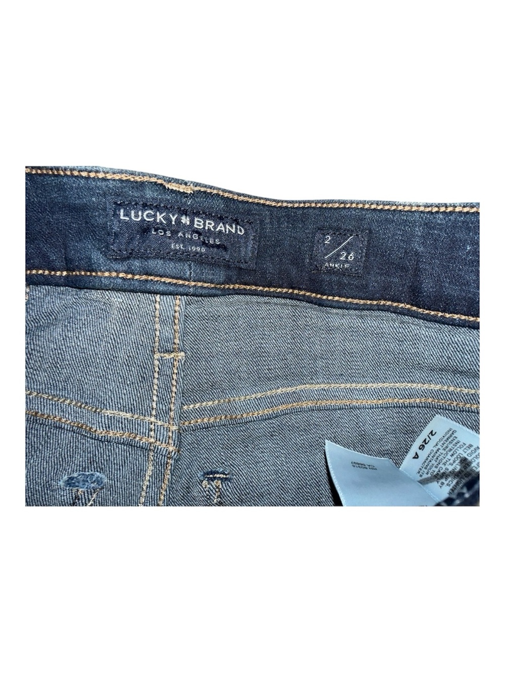 Lucky Brand Ava Mid Rise Skinny Jeans 2/26 Dark Wash Exposed Button Fly EUC - Picture 5 of 9